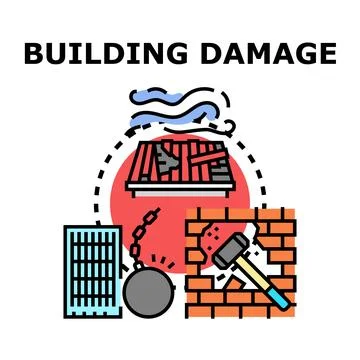 Building damage and demolition concept vector Stock Illustration