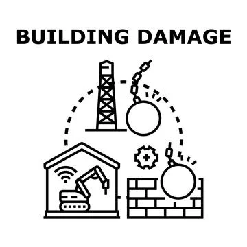Building damage and demolition concept vector illustration Ilustración de archivo