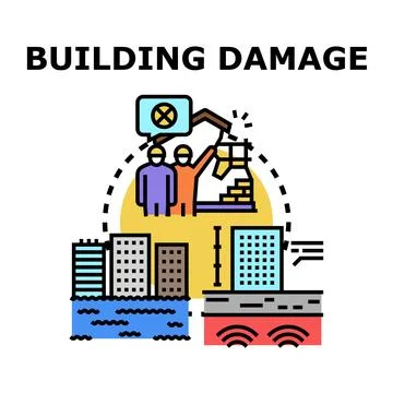 Building damage and disaster impact assessment concept Stock Illustration