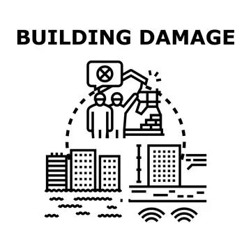 Building damage and disaster impact assessment concept 스톡 일러스트