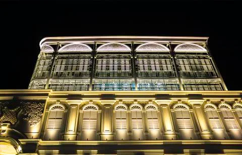 Building decorated with lights Stock Photos