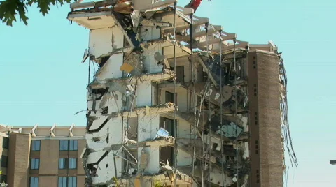 Building demolition and collapse Stock Footage