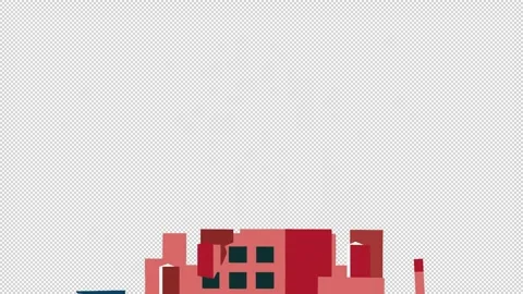 Building Demolition by Explosion. House Explosion Animation. Cartoon Stock Footage 321109557