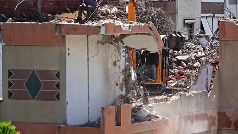 Building Demolition  Stock Footage 113371736