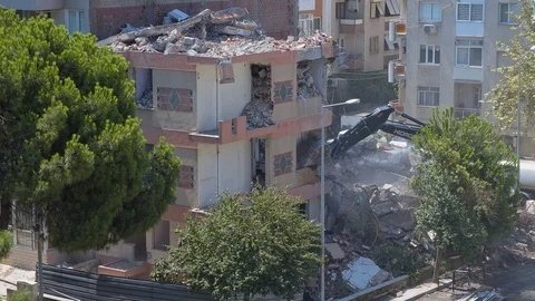 Building Demolition Stock Footage 113718076