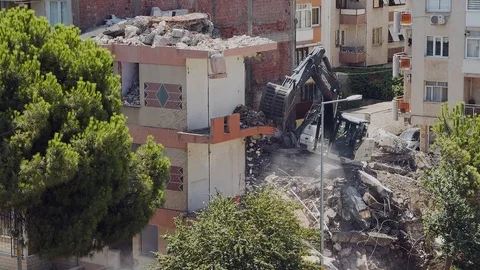 Building Demolition  Stock Footage 113765526