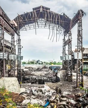 Building in demolition Stock Photos