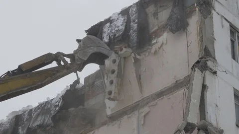 Building demolition reverse. Slow Motion Sequence shots. Stock Footage 102275662