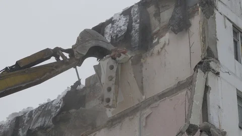 Building demolition. Slow Motion Sequence shots. Stock Footage 102275671