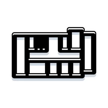 Building design blueprint icon black and white Ilustración de archivo