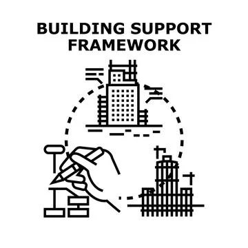 Building design constructing support framework development process Illustrazione stock