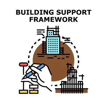 Building design constructing support framework development process Stock Illustration