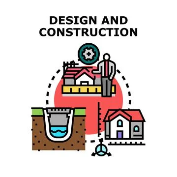 Building design construction presenting real estate development process Ilustración de archivo