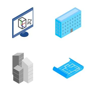 Building design development concept with architectural elements Stock Illustration