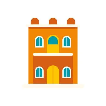 Building design featuring traditional architectural style and colorful facade Ilustración de archivo