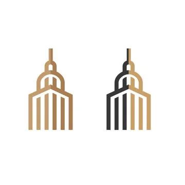 Building design logos or large buildings with line art objects Ilustración de archivo