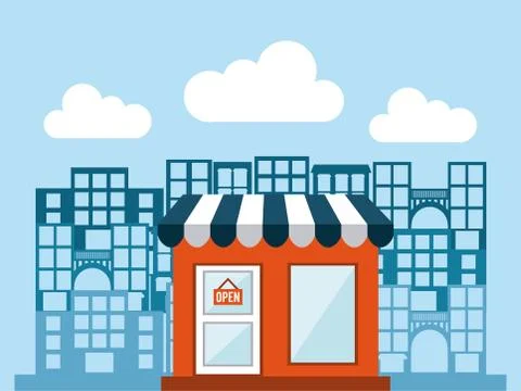 Building design over blue background, vector illustration Ilustración de archivo
