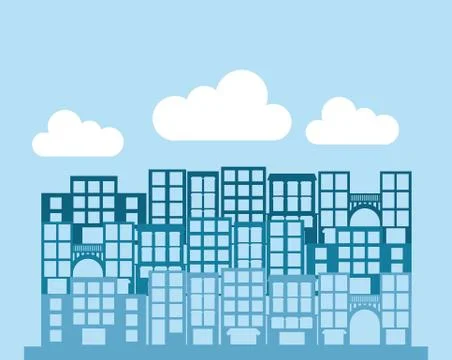 Building design over blue background, vector illustration Ilustración de archivo