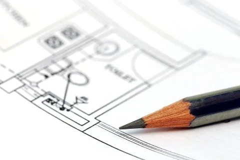 Building design with pencil Stock Photos