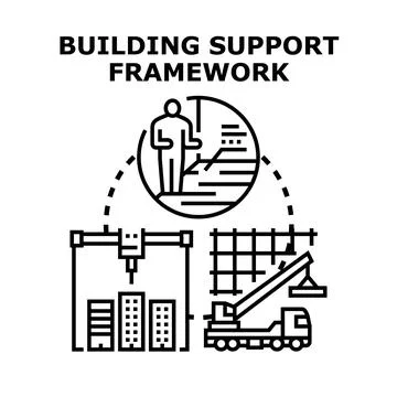 Building design planning and modern construction framework Stock Illustration