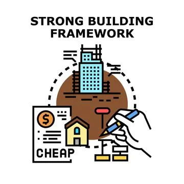 Building design planning with architectural project concept Stock Illustration