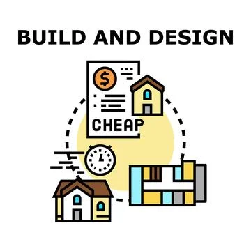 Building design planning with construction, cost, and time management Stock Illustration