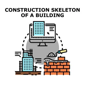Building design planning construction stages architecture engineering Stock Illustration