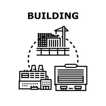 Building design planning engineering and construction process Stockillustratie