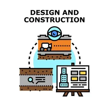Building design planning engineering construction process workflow Stock Illustration