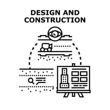 Building design planning engineering construction process workflow Stock Illustration
