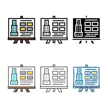 Building design presentation color icon designs vector Stock Illustration