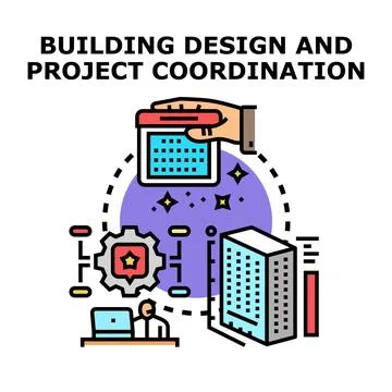 Building design project coordination planning and engineering イラスト素材