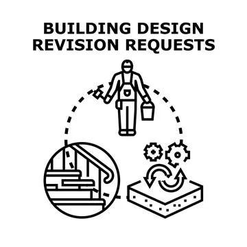 Building design revision requests concept working process Stock Illustration