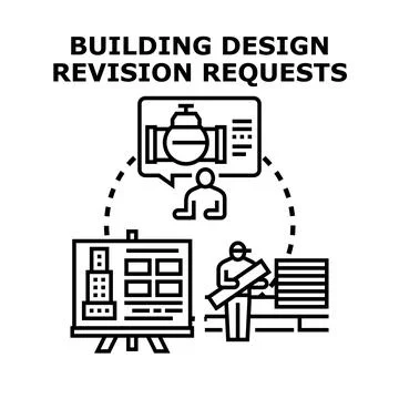 Building design revision requests concept illustrating process イラスト素材