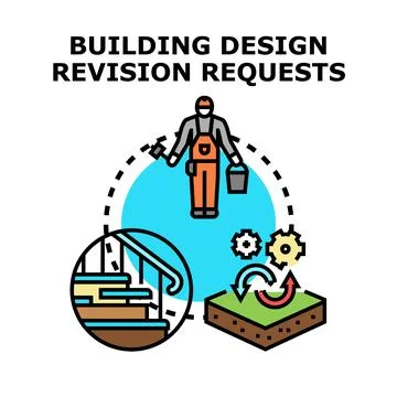 Building design revision requests concept working process Stock Illustration