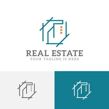 Building Design Simple Modern Real Estate Line Logo Stock Illustration