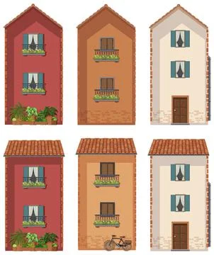 Building designs with two windows Ilustración de archivo