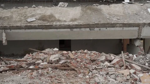 Building destroyed during the earthquake and Tsunami Stock Footage 95740491