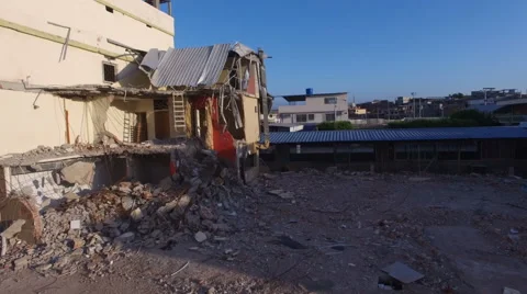 Building Destroyed in Manta Video stock 63615560