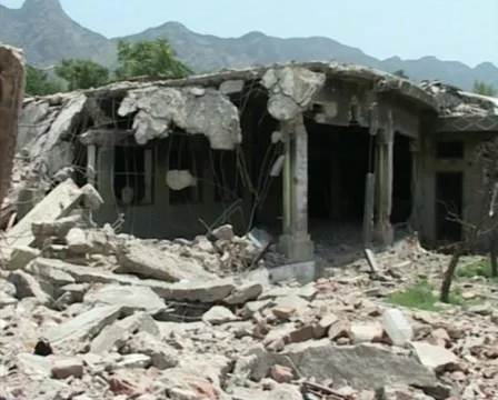 Building destroyed by Terrorists- War On Terror Stock Footage 704870