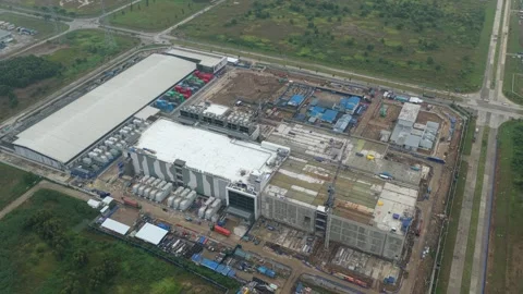 Building a digital data center complex with IT systems in Jakarta, Indonesia Stock Footage 327460106