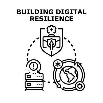 Building digital resilience concept securing data and business Stock Illustration