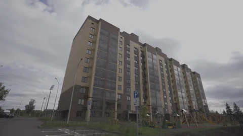 Building with distinctive pattern enhances allure of cityscape Stock Footage 264779310