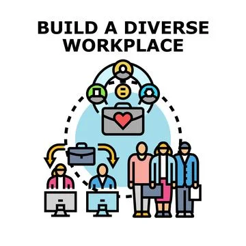 Building diverse workplace team promoting business inclusion Stock Illustration