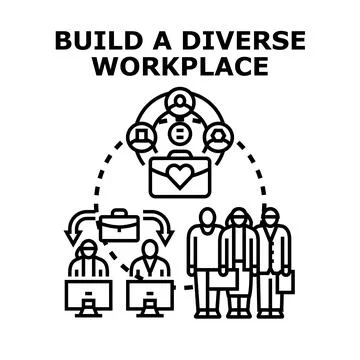Building diverse workplace team promoting business inclusion Stock Illustration