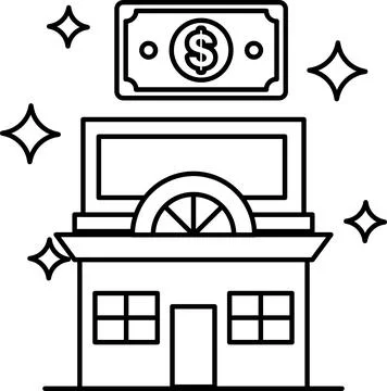 A building with a dollar bill on top of it Ilustración de archivo