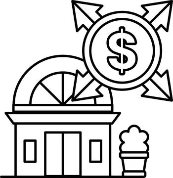 A building with a dollar sign on it Stock Illustration