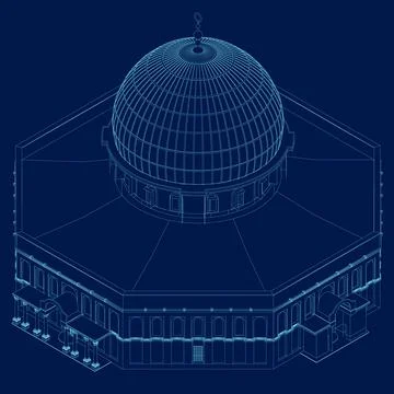 Building dome contour vector illustration. Isometric view Ilustración de archivo