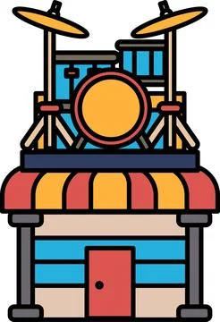 A building with a door and a drum Ilustración de archivo
