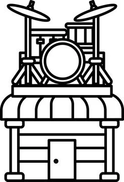 A building with a door and a drum Ilustración de archivo